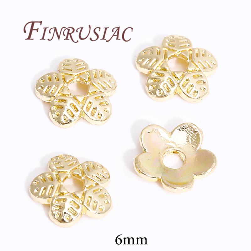 18K/14K Gold Plated Beads Cap For Jewelry Flower Bead Caps Jewelry Making Supplies Spacer Beads DIY Bracelets Accessories