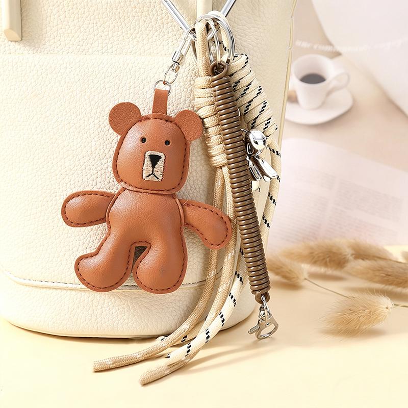 Yogodlns Faux Leather Bear Mini Backpack Hanging Handbag Pendant Bag Pendant Bags Accessories