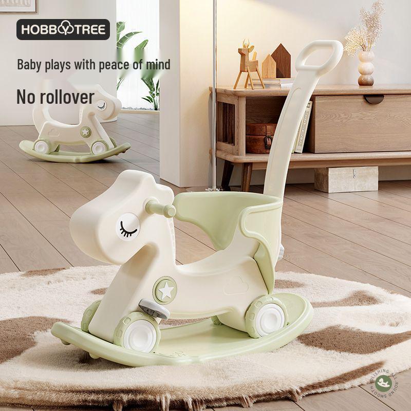 Happy Tree Dual-Use Wooden Rocking Horse & Slider for Infants & Toddlers with Free Shipping