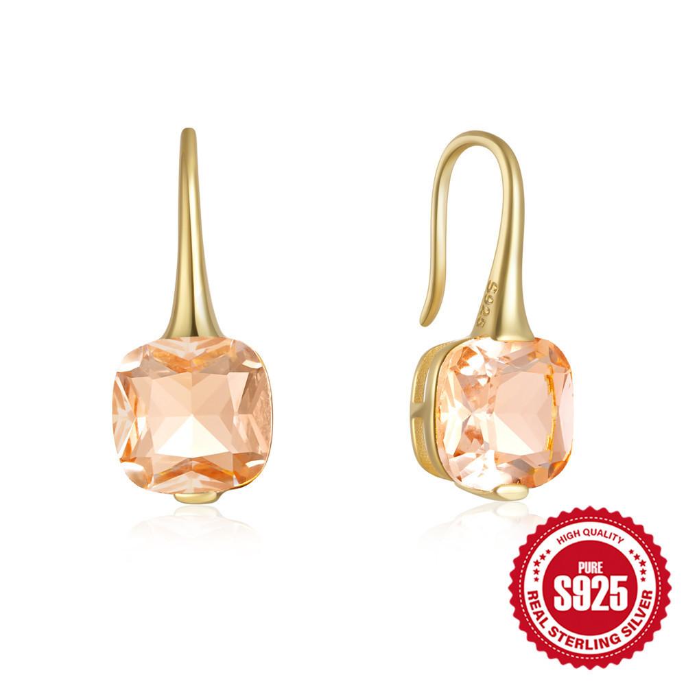 

Модные Роскошные Темпераментные Серьги-крючки из Стерлингового Серебра S925 с Цветными Камнями и Бриллиантами, Привлекательные Блестящие Серьги 925 Silver