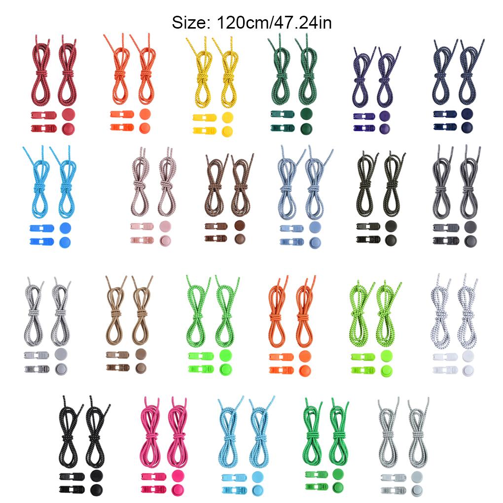 1 Pair No Tie Shoe Laces Lock Lace Quick Rubber Round Elastic Shoestrings Women Men Adults Kids 23 Colors