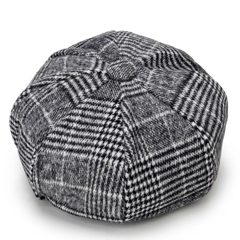 ZHENYUEQI Women's Plaid Wool Octagonal Newsboy Beret Hat