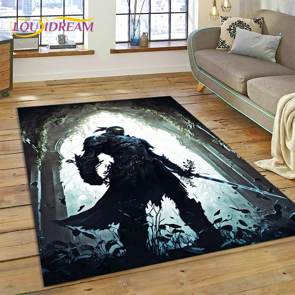 Cartoon 3D Crusaders Templar Black Knight  Carpet Rug for Home Living Room Bedroom Sofa Doormat Decor,Kids Area Rug Non-slip Mat