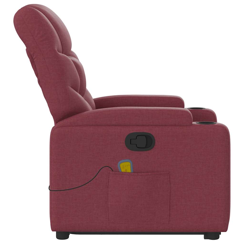 Recliner Chair with Lift Function Wine Red Fabric