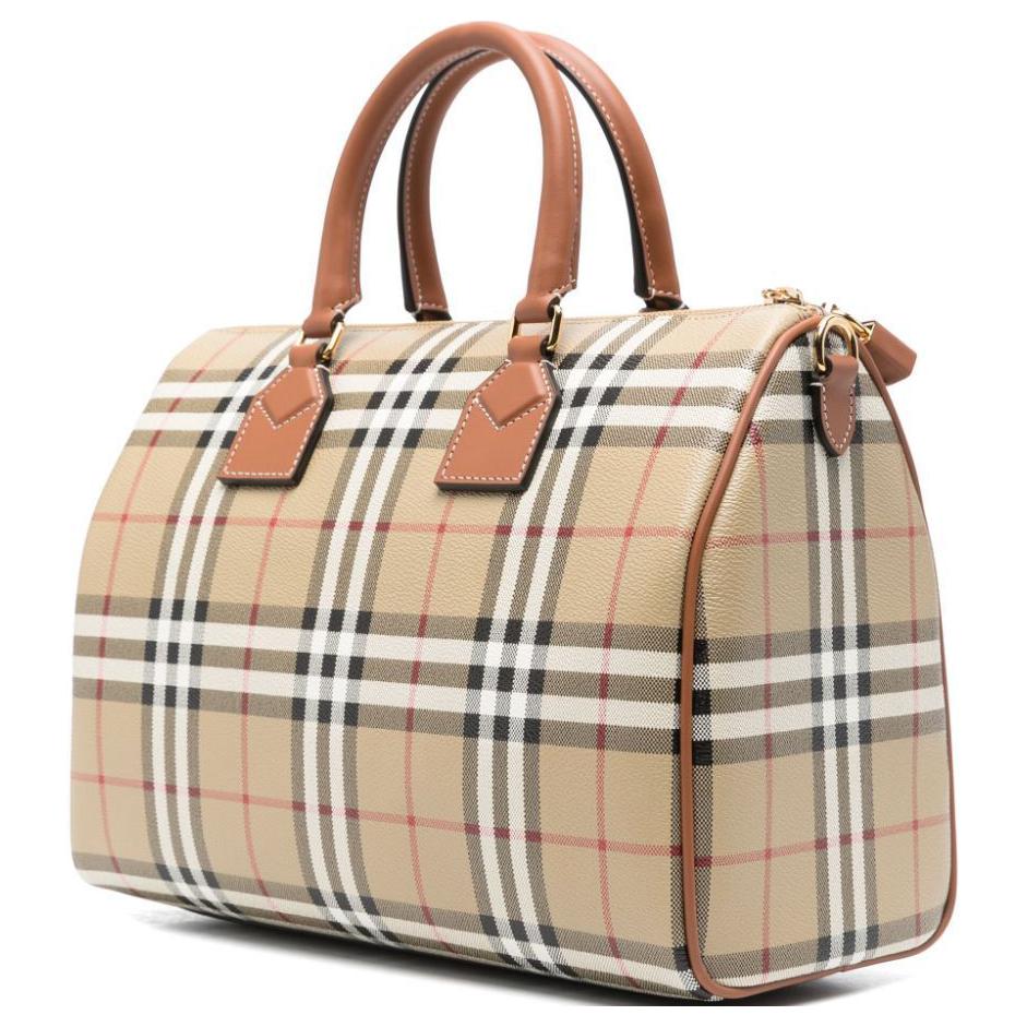 Burberry Adjustable Detachable Shoulder Strap Zipper Closure Calfskin Shoulder Crossbody Tote Bag Women Handbags Beige Multicolor 80920851