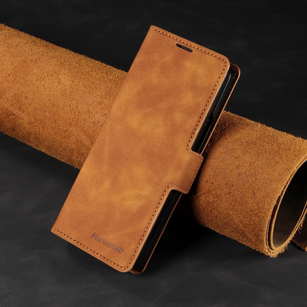 Luxury Retro Leather Phone Case For Samsung Galaxy Z Fold 7 6 5 4 3 Fold7 Fold6 Fold5 Fold4 Wallet Card Slot Magnetic Flip Cover