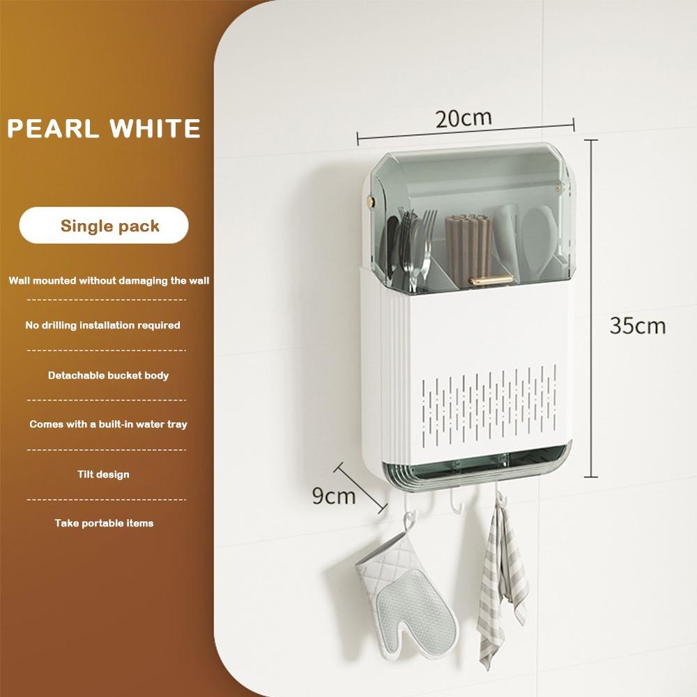 

Wall Mounted Cutlery Holder Space Saving Utensil Holder for Spoons Spatulas Forks белый