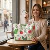 Cute Strawberry Pattern Tote Bag for Daily Shopping Travel Lightweight Portable Women Casual Handbag