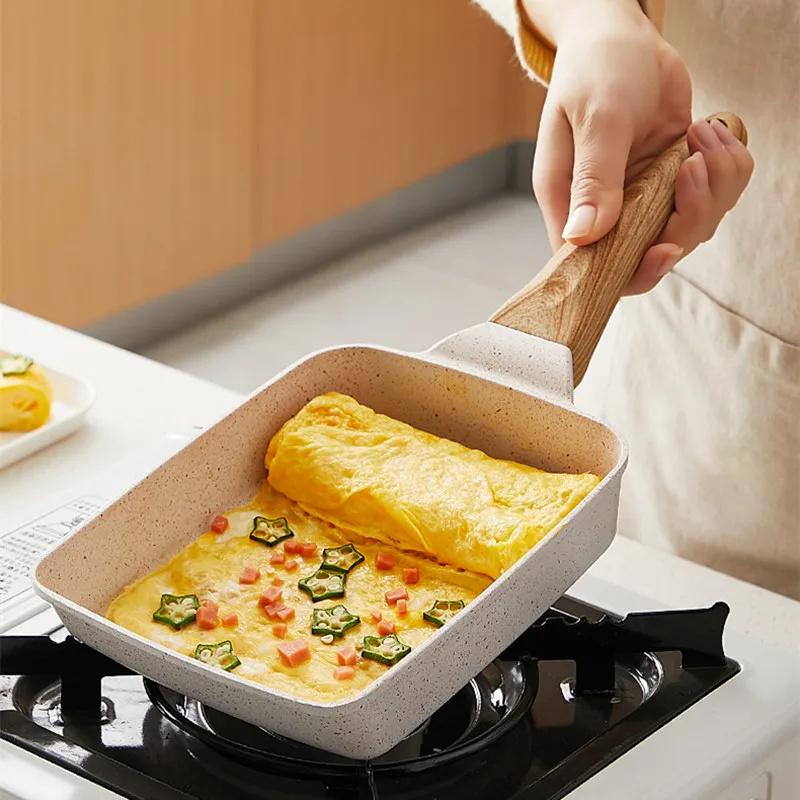 Kitchen Thickened Omelet Pan Non Stick Pan Square Frying Pan Egg Roll Steak Small Frying Pan Breakfast Pan Maker Cookware