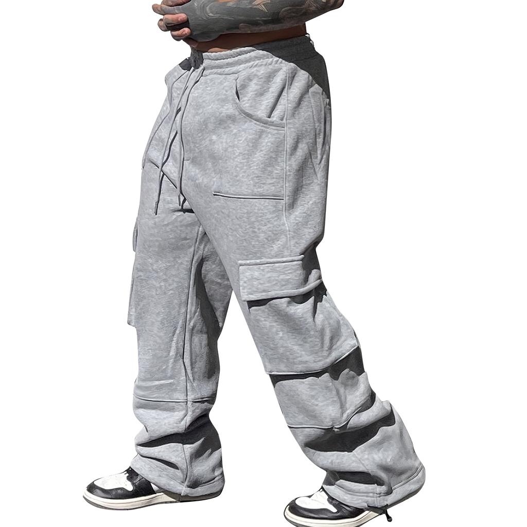 Men's Solid Color Loose  Wide Leg Sweatpants Men's Casual Fashion Sweatpants