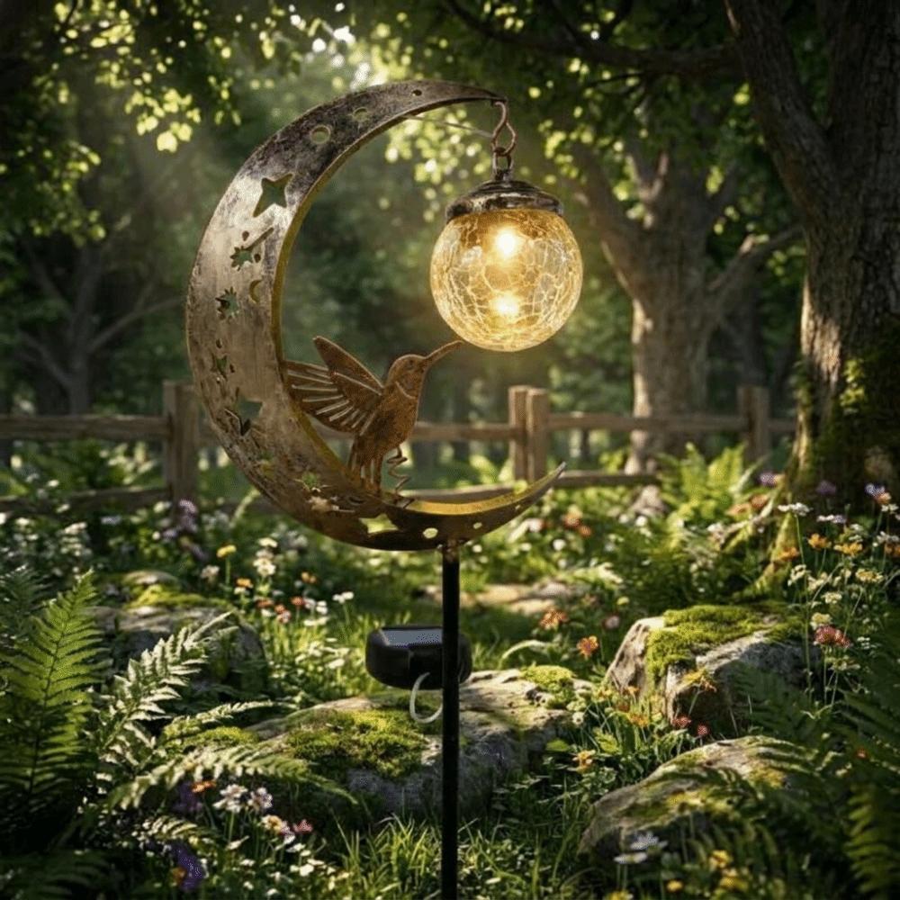 Floor Insertion Hummingbird Moon Light Solar Powered Lawn Lamp Pathway Patio