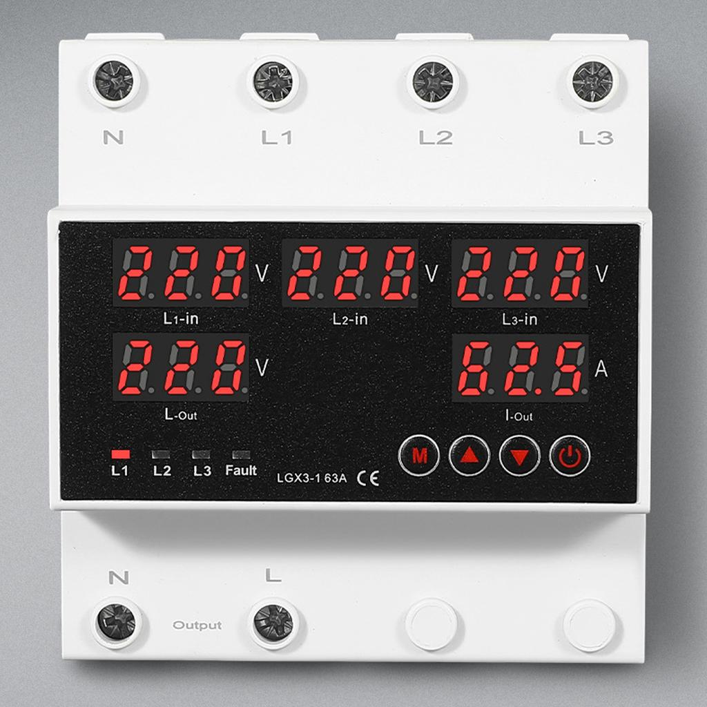 Automatic Transfer   63A 3P4W LED Display   Voltage Protector for Home Generator Inverter