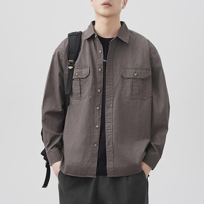 New Spring and Autumn Japanese Retro Men's Long-sleeved Shirt Work Jacket Loose Casual Shirt