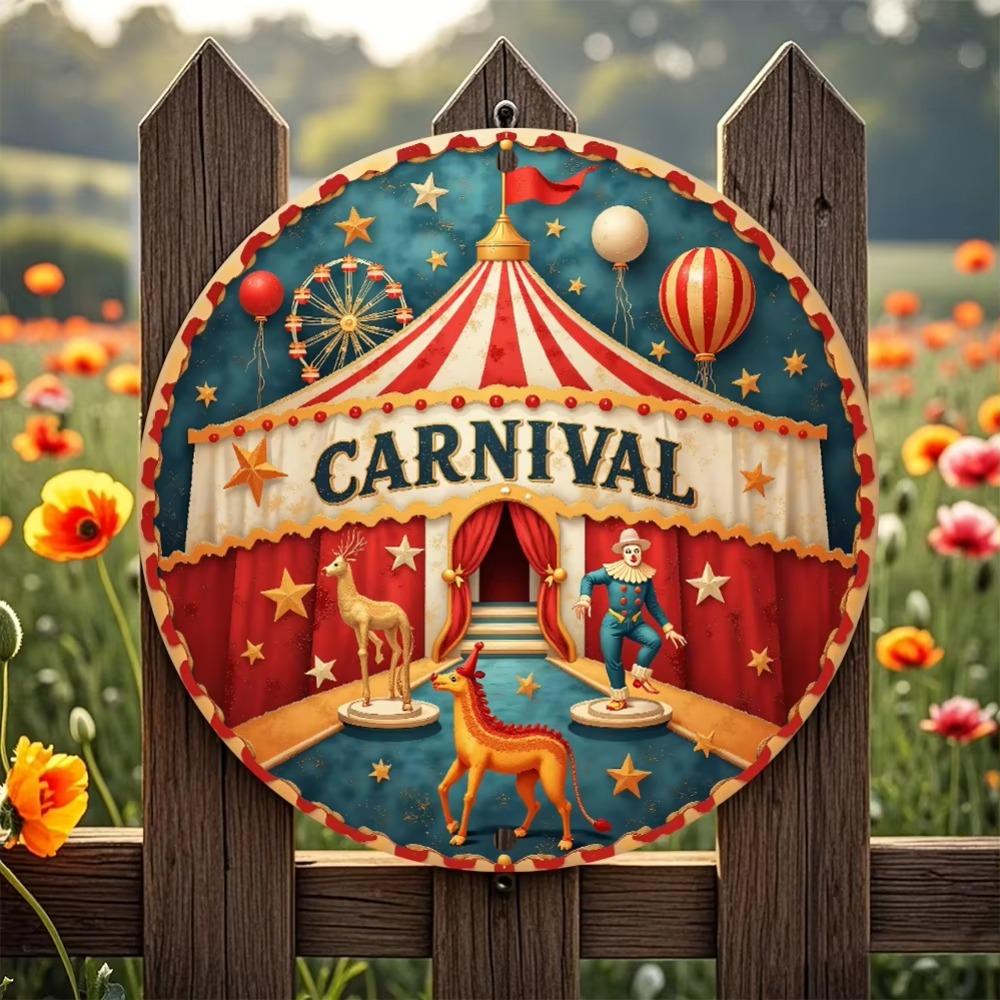 Винтажный цирк Металлический настенный декор Домашний декор Кухня 40x30cm чёрный