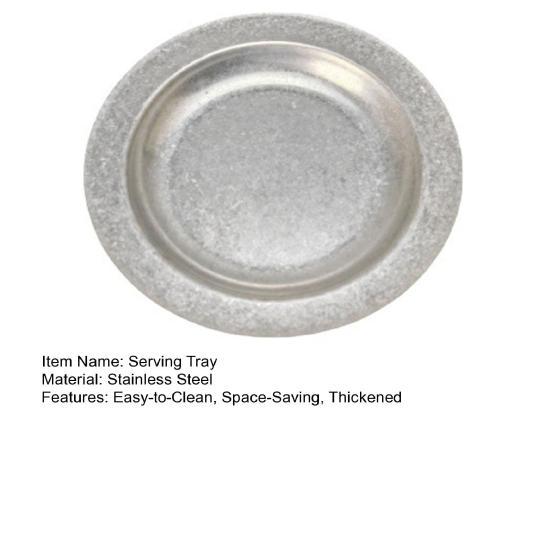 Stainless Steel Round Plate Retro Dessert Dish for Steak BBQ Straight Edge Flat Bottom Tray for BBQ Home Camping Picnic