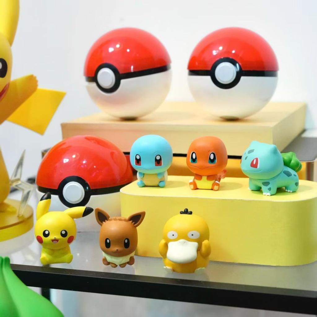 PokeBall Mini Doll Action Figures Pikachu Charmander Bulbasaur Genuine Model Ornament Children's Toy Gift