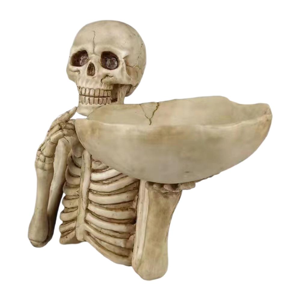 Skelett Godisskål Skalle Huvud Halloween Skelett Förvaringsbricka Skalle Skål Snacksbricka Gotisk Hem Skrivbordsdekoration 22x21cm