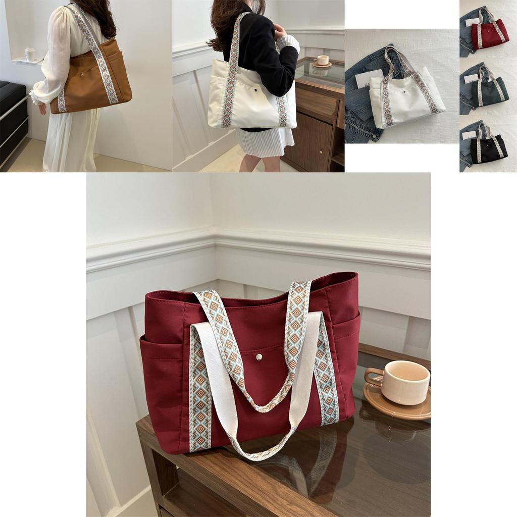 Stylish Large Capacity Tote Bag For Work And Commuting Featuring Trendy Wide Strap Design