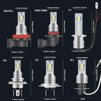 2pcs H7 H1 H8 H9 H11 9005 9006 LED Bulbs HB3 HB4 CSP LED Super Bright Headlight DRL Lamp 6000K White