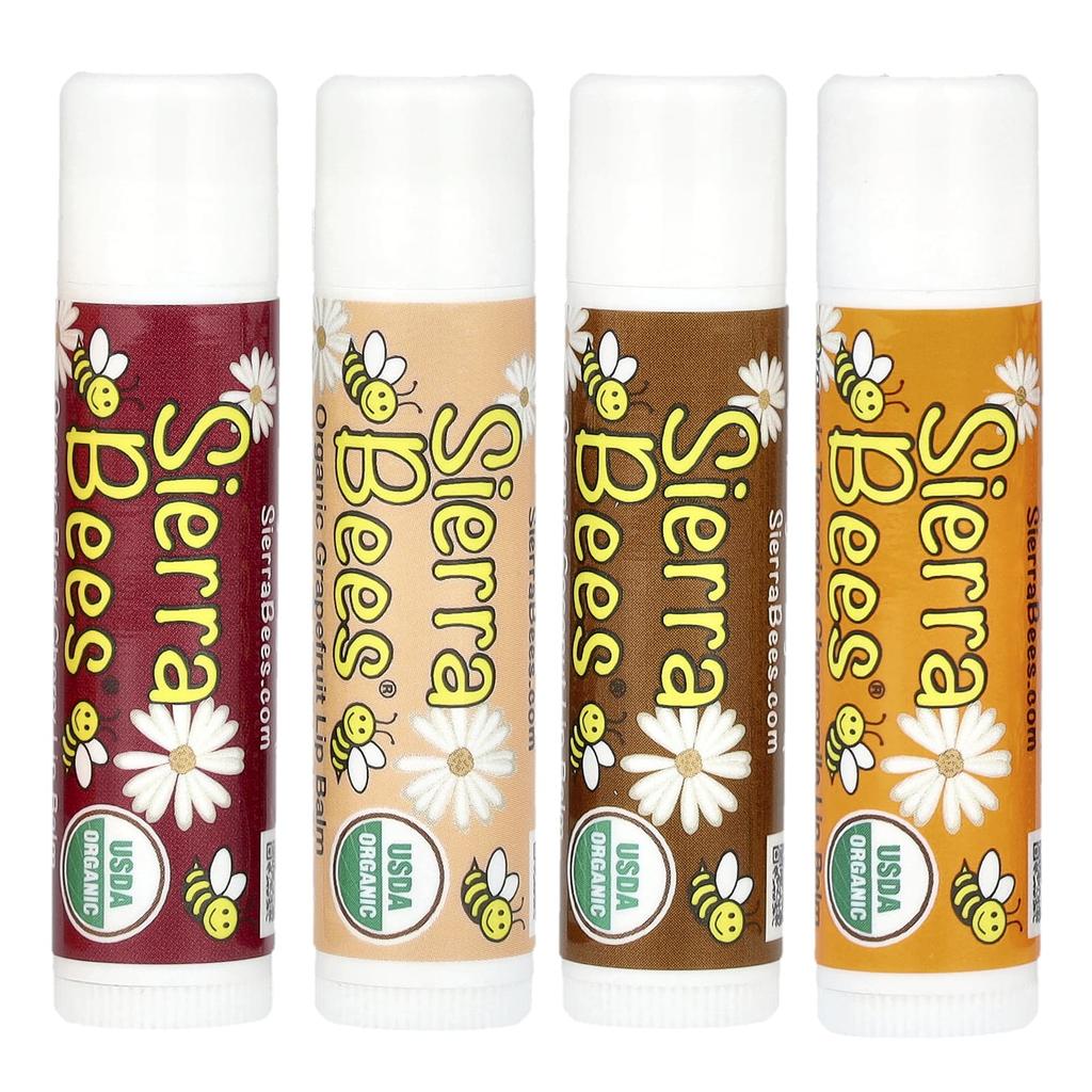 Lot Varié de Baumes à Lèvres Bio, 4 Types, 4,25G (15 oz) Chaque