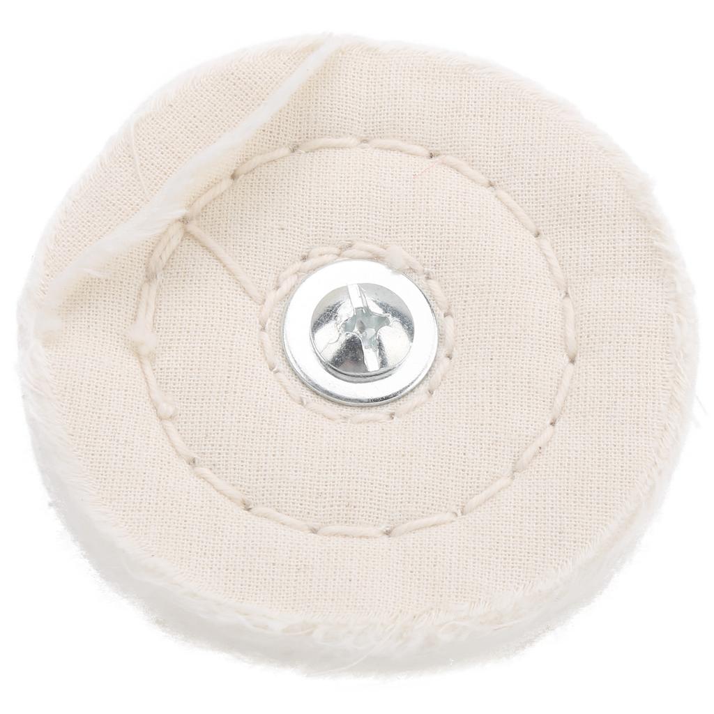 Weißes Poliertuchrad Flachtyp Baumwolle Spiegeloberflächenschleifwerkzeuge mit Griff 100 mm