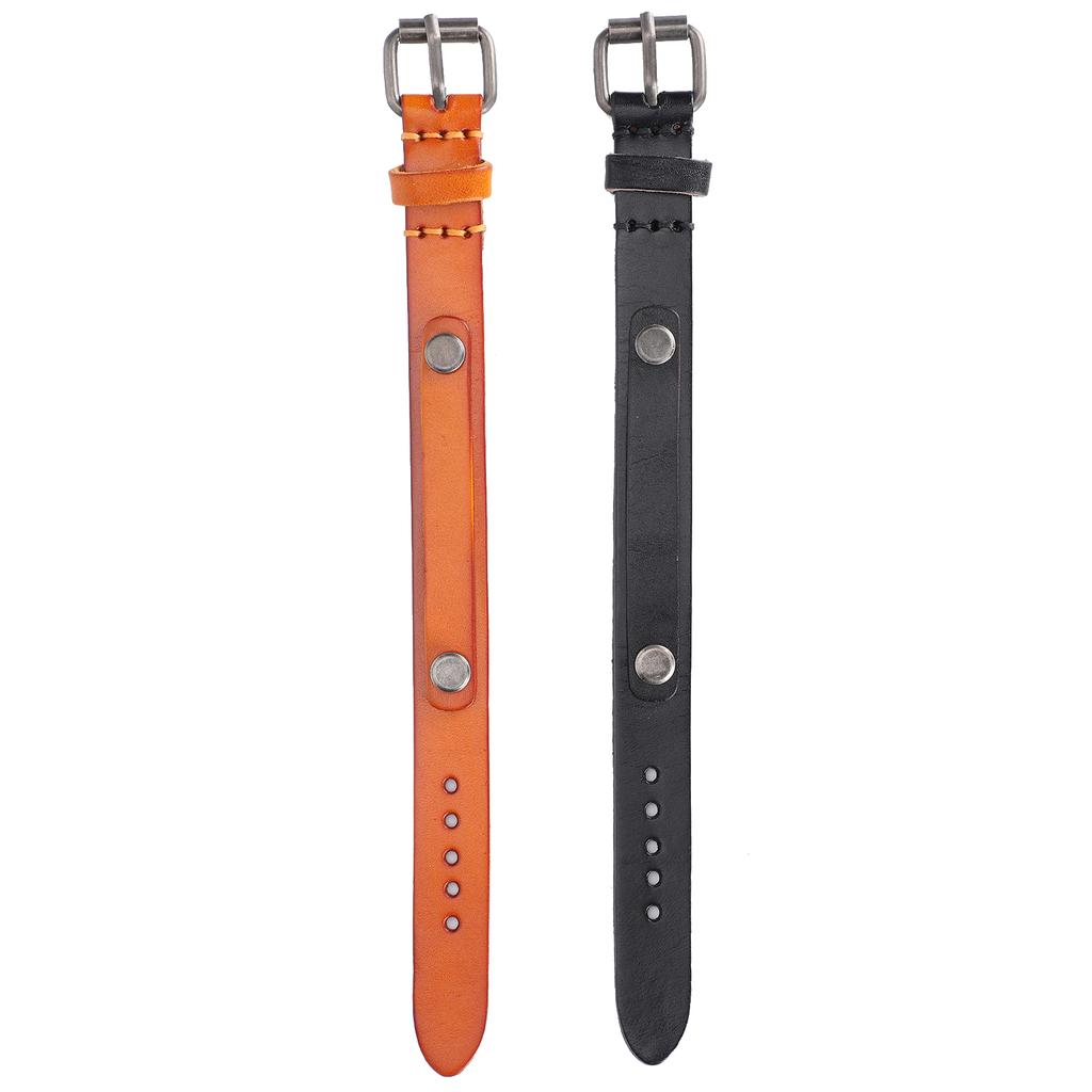 2 stk Ekte Lærarmbånd Justerbar Spenne Punk Vintage Armbånd Hånddekorasjon