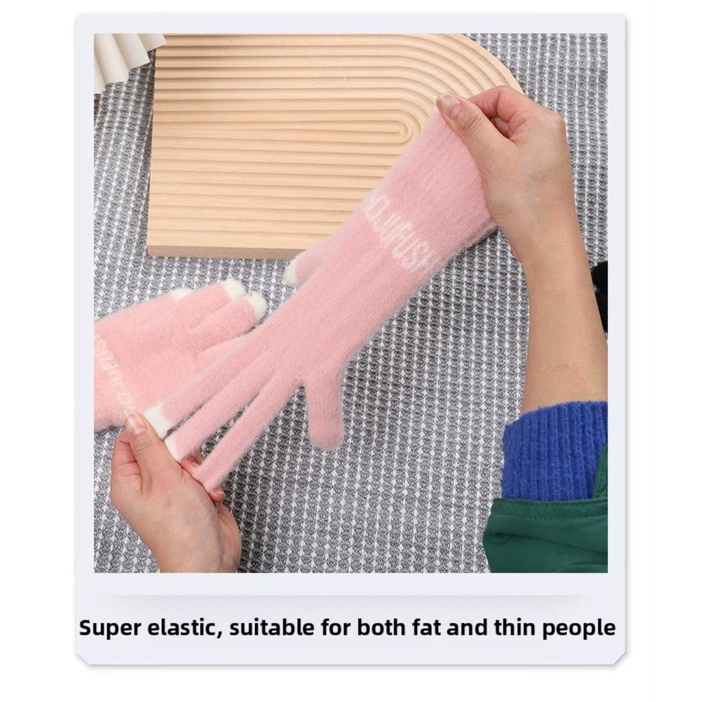 Touchscreen Women's Gloves Cute Knitted Writing Play Phone Warm Autumn/Winter Cartoon Student Versatile