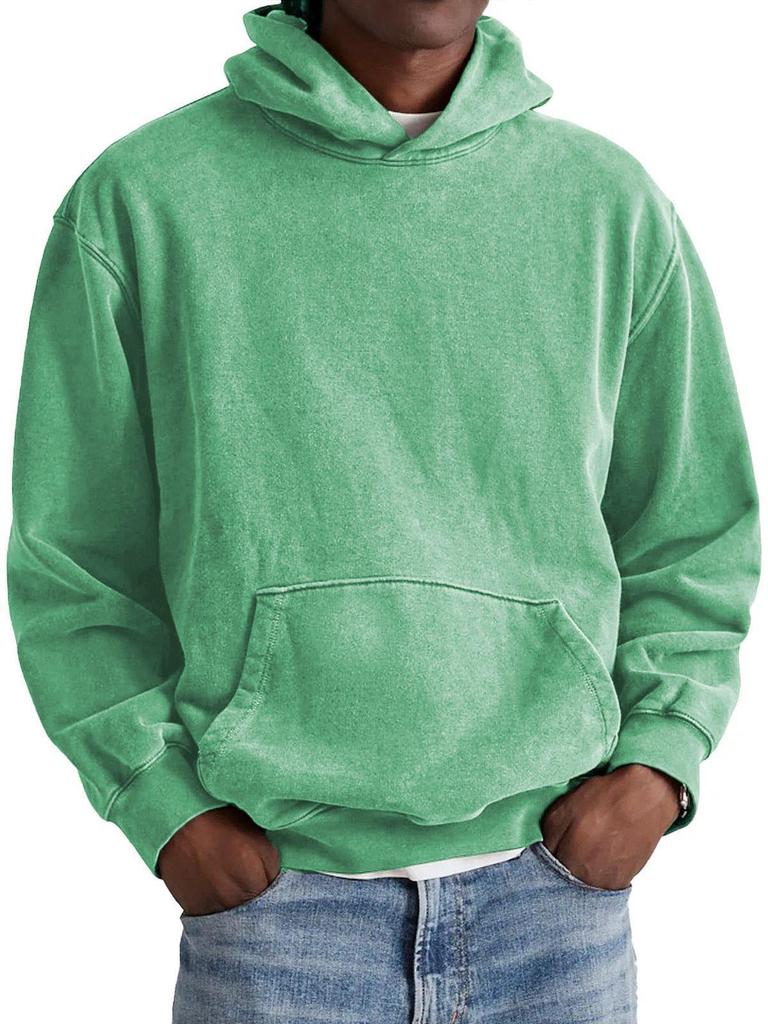 2025 Men's Retro Washed Cotton Hooded Pullover for Autumn/Winter