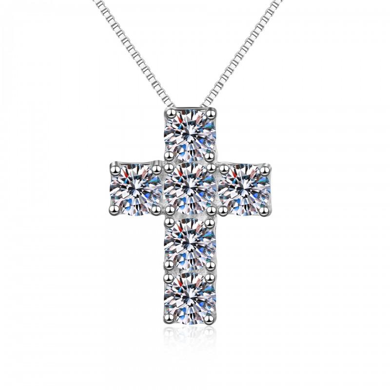 3ct Cross Necklace With Moissanite Dainty Clavicle Chain Women