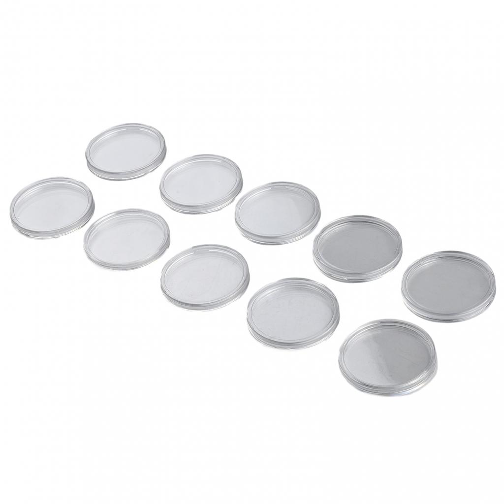 Set of 10 Transparent Coin Cases for Coin Storage (38mm/50mm Diameter)