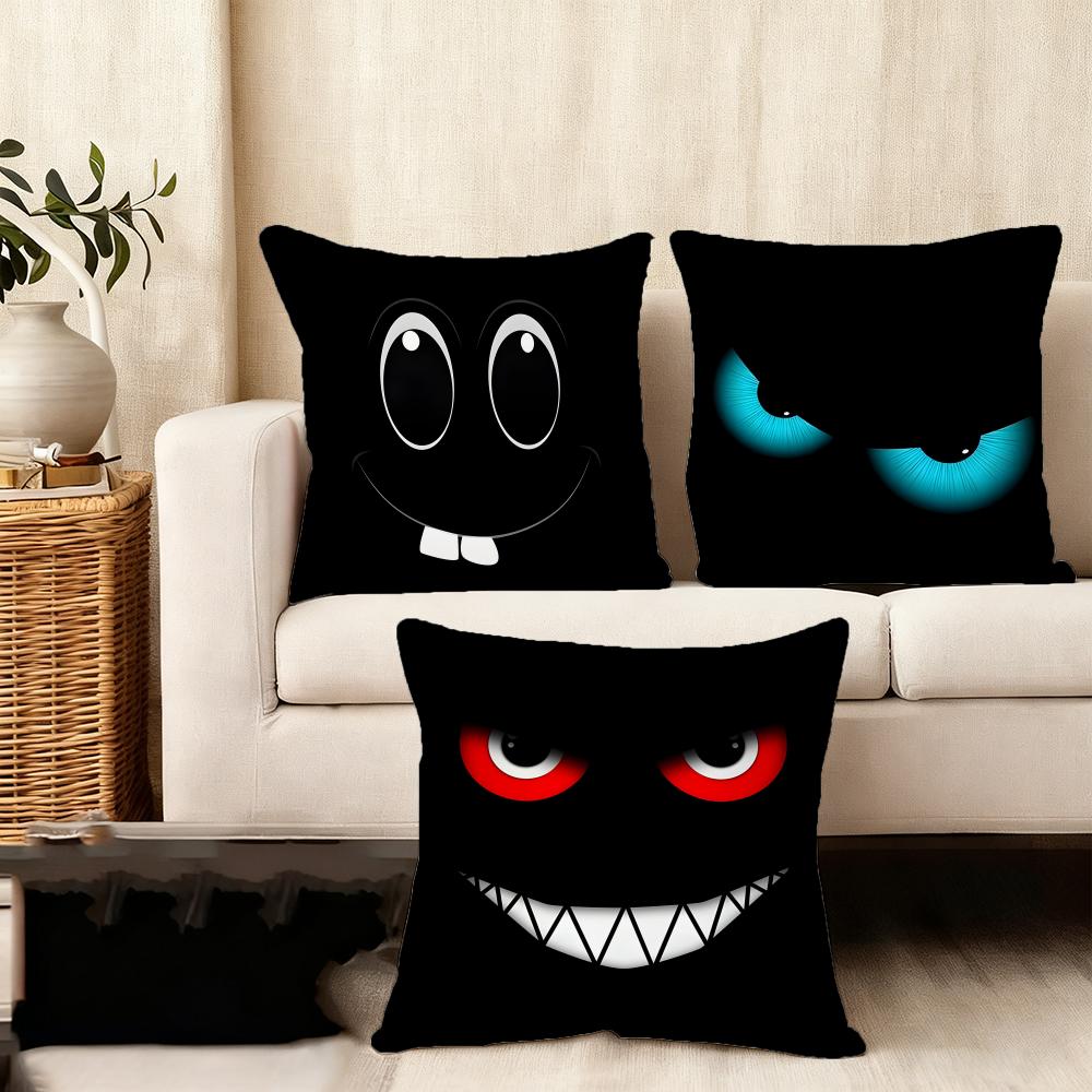 Black Emoticons Cool Cushion Cover Plush Fabric Soft DoubleSided Printed Sofa Warm Winter Home Child Gift Pillow Case