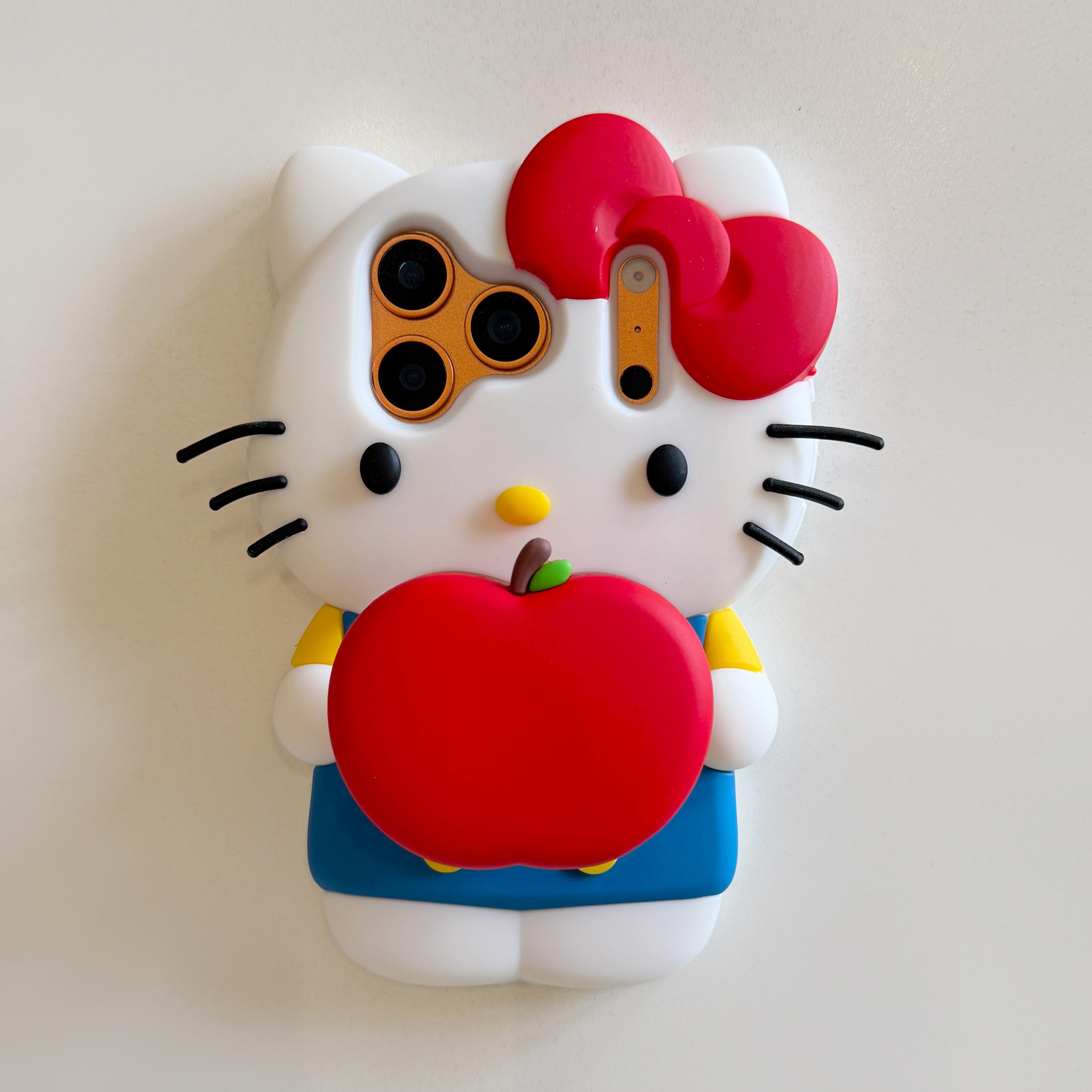 

Cute Cartoon Sanrio Hello Kitty Phone Case For iPhone 17 Pro Max 16 E 15 14 Plus 13 Pro Max 12 Soft Silicone Cover With Holder iPhone 15 красный