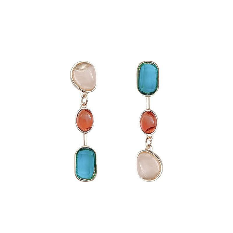 Water Drop Pearl Rhinestone Tassel Earrings