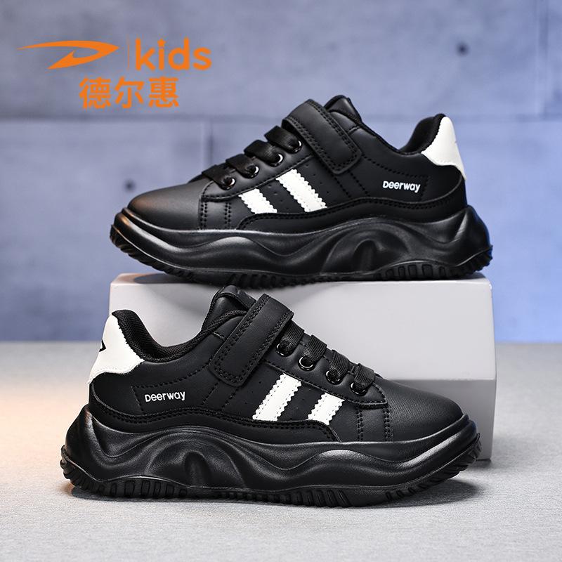 Delhui Studenten Kinderschuhe Sportschuhe 2025 Frühling und Herbst neu Leder wasserdicht Mittelalterliche und ältere Mädchen Freizeitschuhe