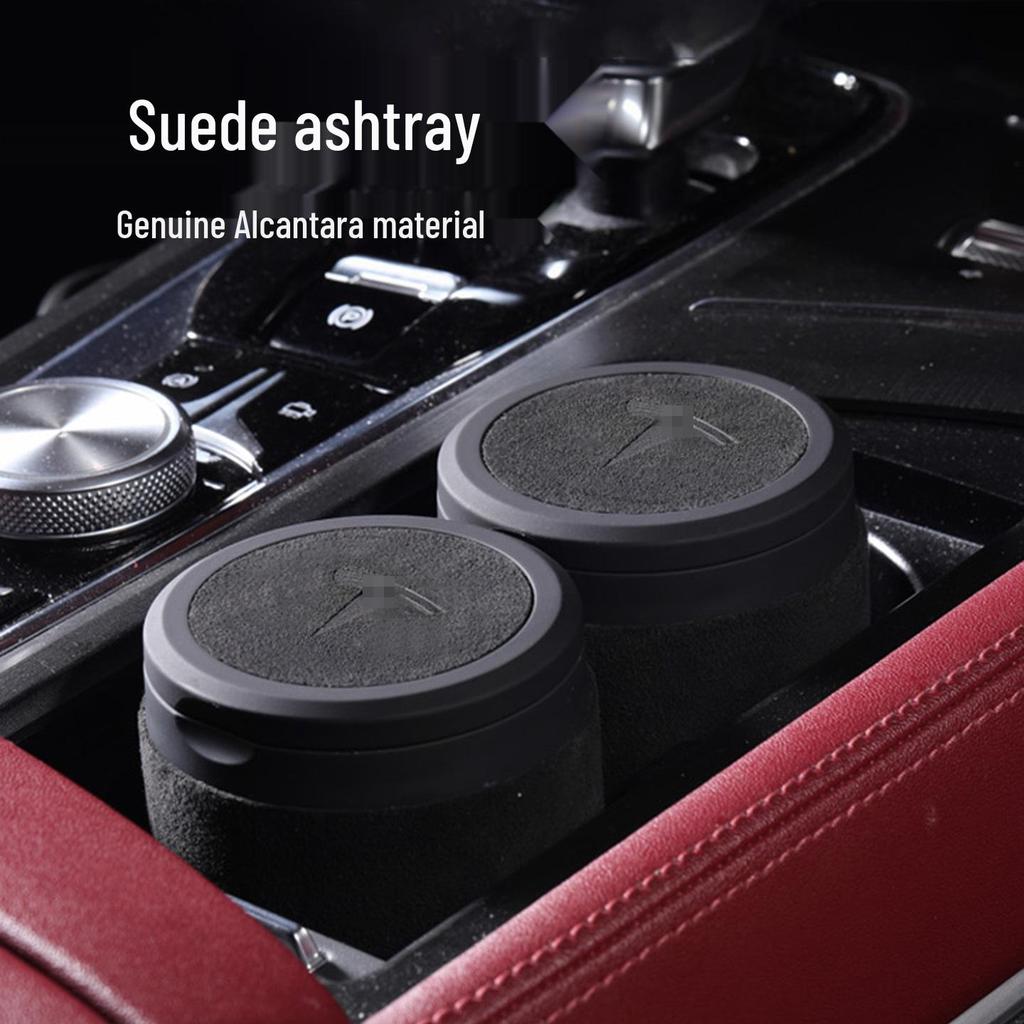 Tesla Model Y/3 Car Ashtray with Lid - Red Interior Decoration