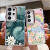 Colorful Floral Pattern Case For Samsung S26 S25 Ultra S24 FE S23 Plus S22 S21 A15 A16 A17 A35 A36 A37 A54 A55 A56 A57 5G Plating Lens Soft Cover