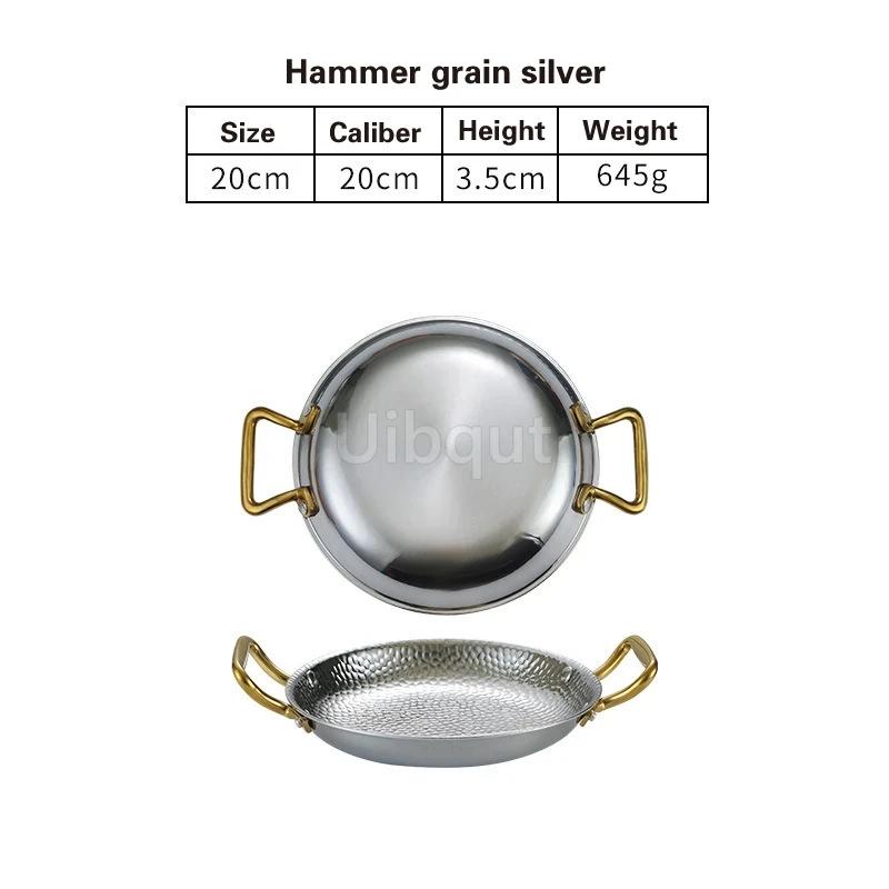 Commercial Crayfish Plate Flat Bottom Stewed Rice Pot Double Ear Frying Pan Hotpot 304 Stainless Steel Spanish Seafood Rice Pot