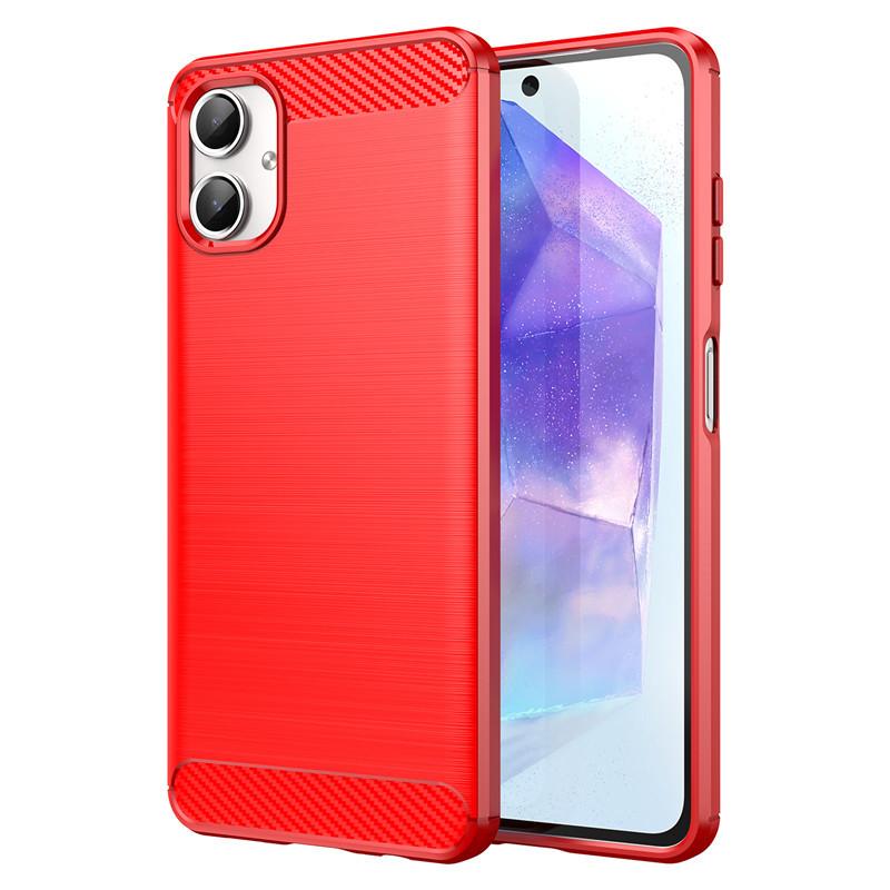 Для Samsung Galaxy A06 Чехол Для Samsung A06 Чехол Углеродное волокно Противоударный силиконовый защитный бампер для Samsung Galaxy A06 For A06 красный
