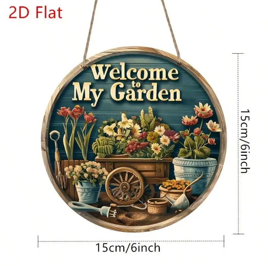 1pcs rural style "Welcome to My Garden" wooden wall art logo, suitable for home kitchens, gardens, and offices