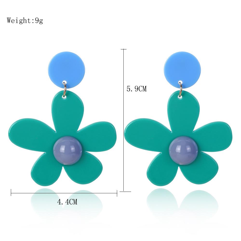 European and American Exaggerated Candy Colored Flower Earrings, Fashionable and Simple Sweet Button Daisy Earrings