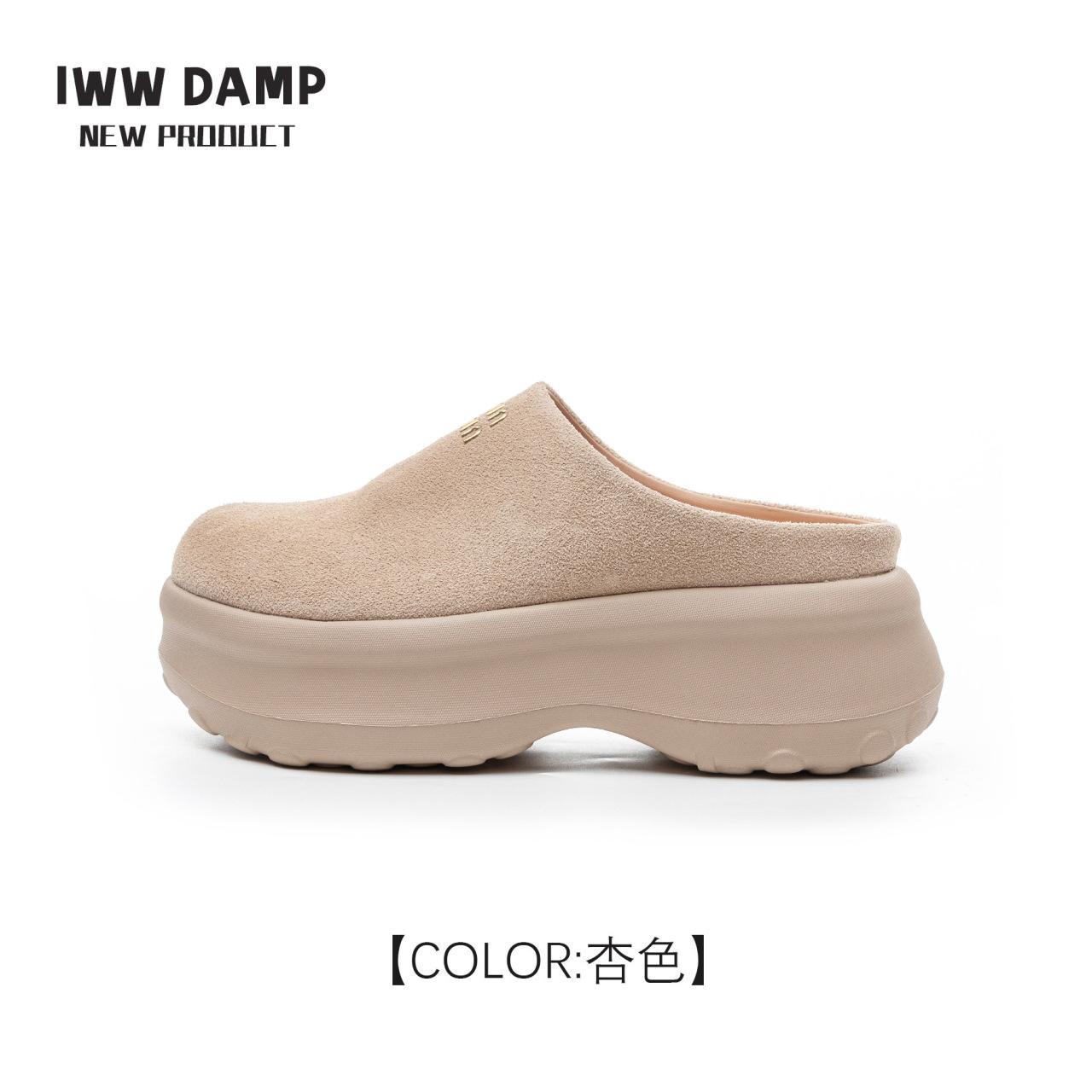 

Thick-soled bag head and half slippers 22 spring new retro lazy non-slip Boken shoes tide 35 абрикосовый
