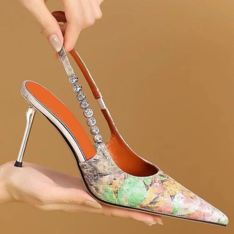 Pointed Toe Women Sandals High Heels Dress Shoes Sexy Stilettos Pumps Elegant Woman Shoes 2025 Summer Retro Designer Lady Shoes
