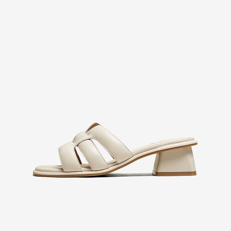 Baishitu Women s Casual One-Strap Block Heel Slippers 38