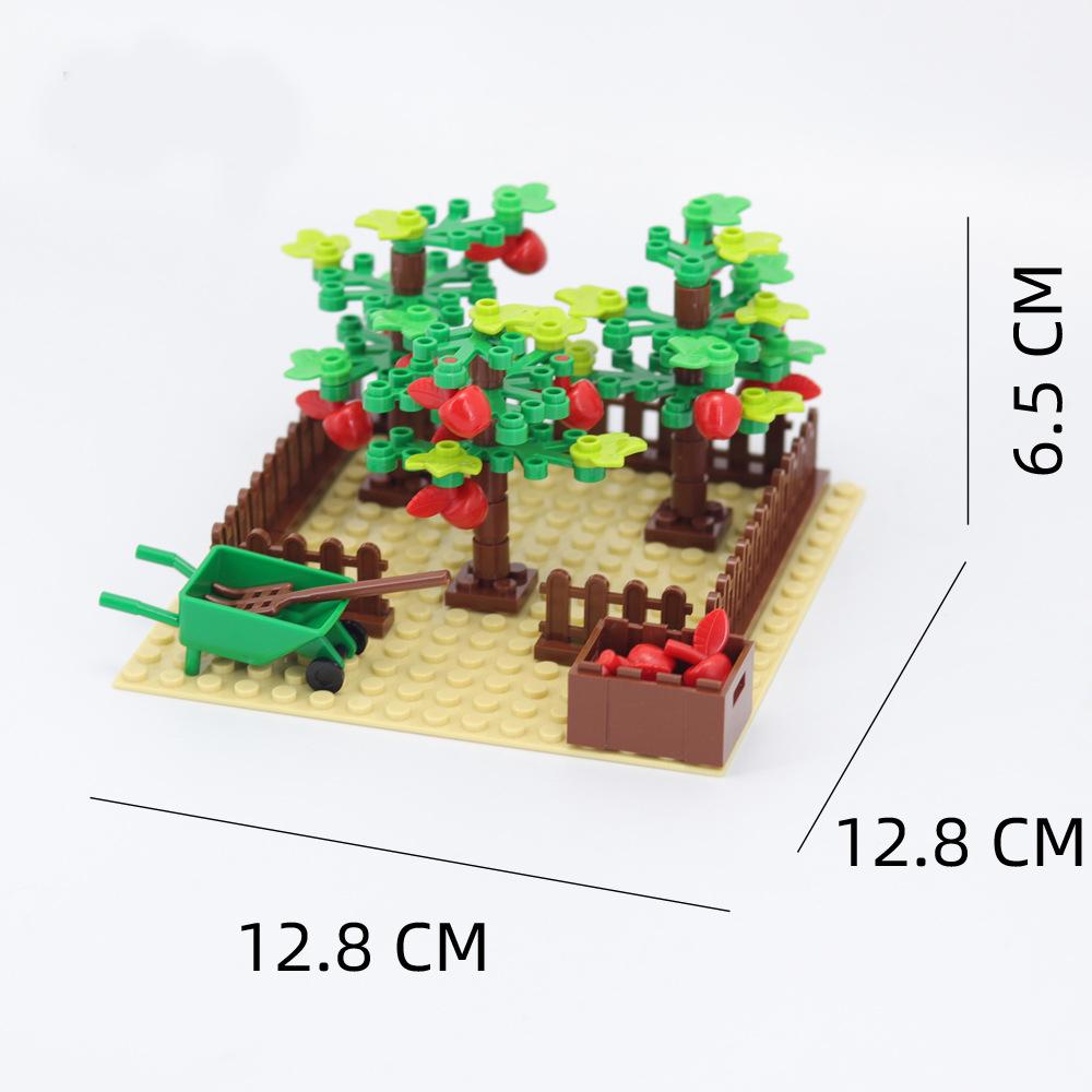 MOC Toys Assembly Farm Animals Building Blocks City Street View ChickenCoop Flowers Vegetable Garden Animal Scene Block
