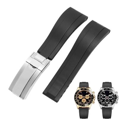 Flache Schnittstelle Einseitig konvexes Design Silikon-Uhrenarmband für Rolex Daytona Yacht Water Ghost 20mm GMT 2 Exquisite Uhrenarmbänder