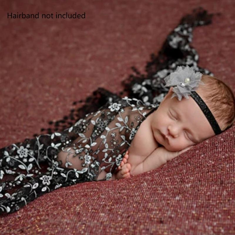 Unique Lace Embroidery Newborn Photography Props Soft Wrapping Cloth Photoshoots Baby Girls Photo Shoot Accessories