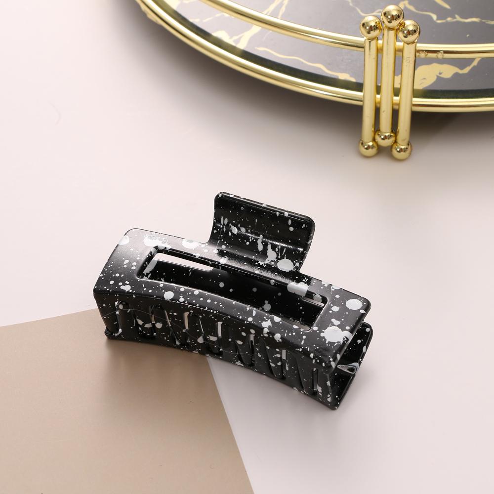 Fashion Simple Black and White Splash Ink Hairpin Geometric Square Shark Clip Female Elegant Shark Clip French Hairpin Jewelry Female Trend