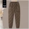 2025 Autumn/Winter Warm Elastic Waist Cotton Pants for Middle-Aged & Elderly Women - High Waist Slim Fit