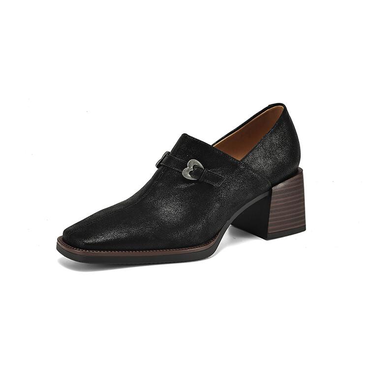 

Мода Новая Осень Натуральная Кожа Женская Обувь Модная Обувь с Квадратным Носком для Женщин Лоферы на Толстом Каблуке Женские Туфли на Высоком Каблуке Zapatos Mujer 39