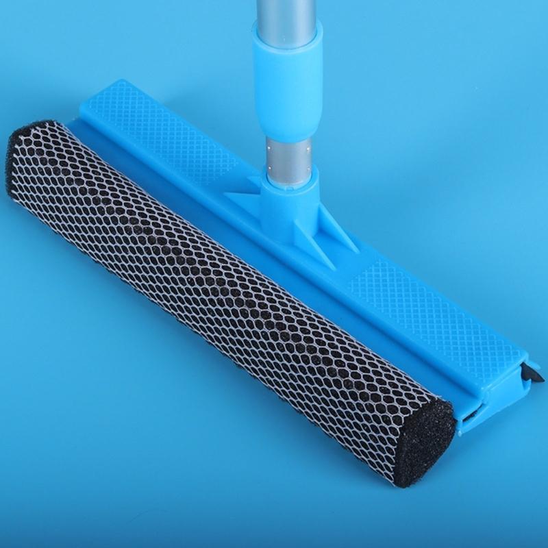 Extendable Glass Cleaner Tool Having Soft Rubber Wiper And Brush For Mirrors Cars